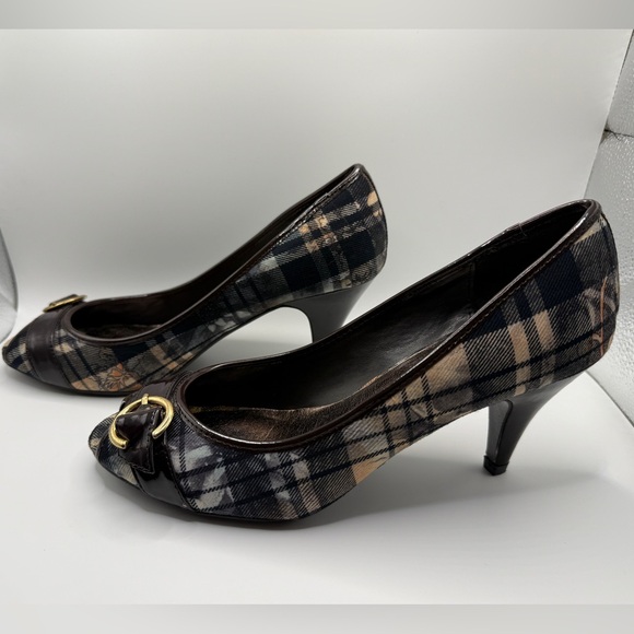Steve Madden Bezel Plaid Block Heels - Picture 7 of 12
